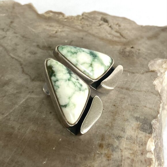 Jay King Sterling Silver 925 DTR Southwest Style Tree Agate Stud Earrings - Picture 3 of 16